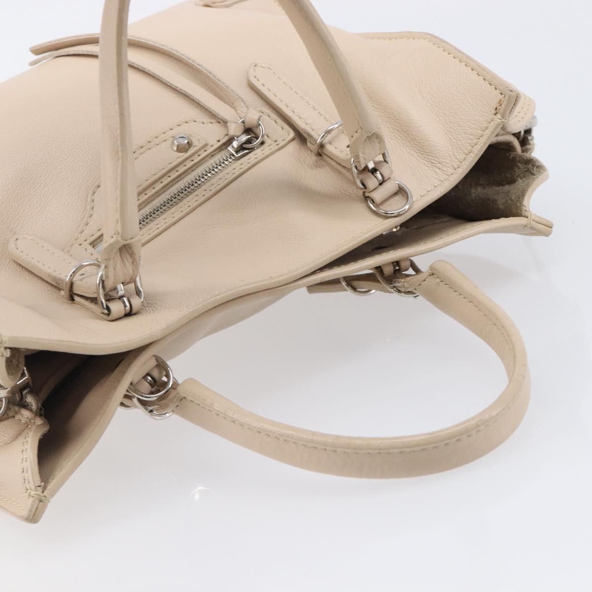 Balenciaga Papier A4 Zip Around Classic Studs Leather Gray Leather Handbag (Pre-Owned)