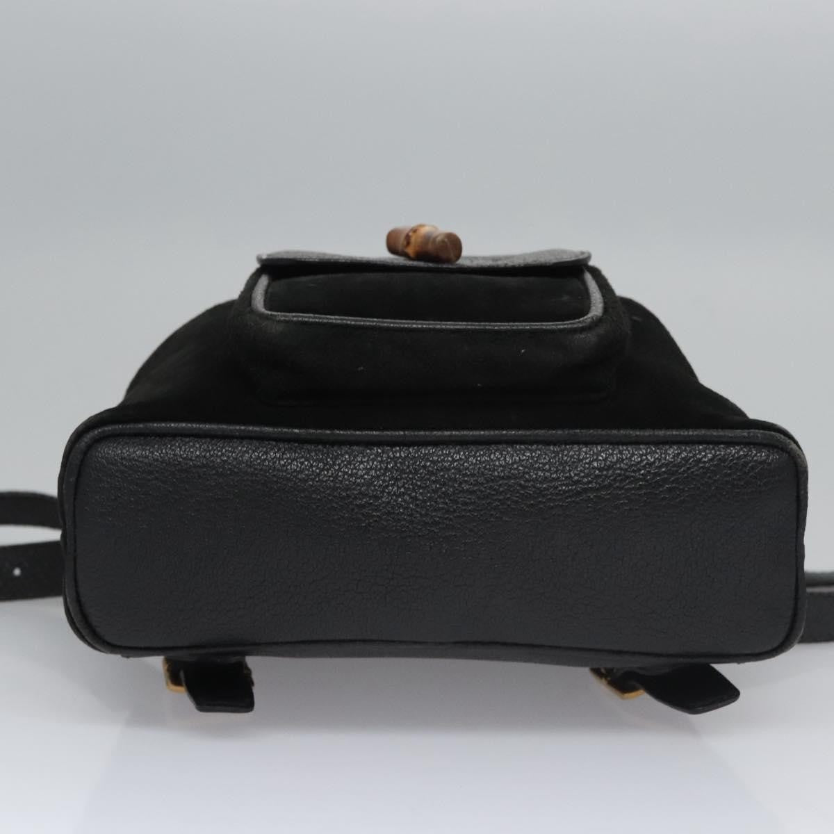 Gucci Gucci Bamboo Daim Black Suede Backpack Bag (Pre-Owned)