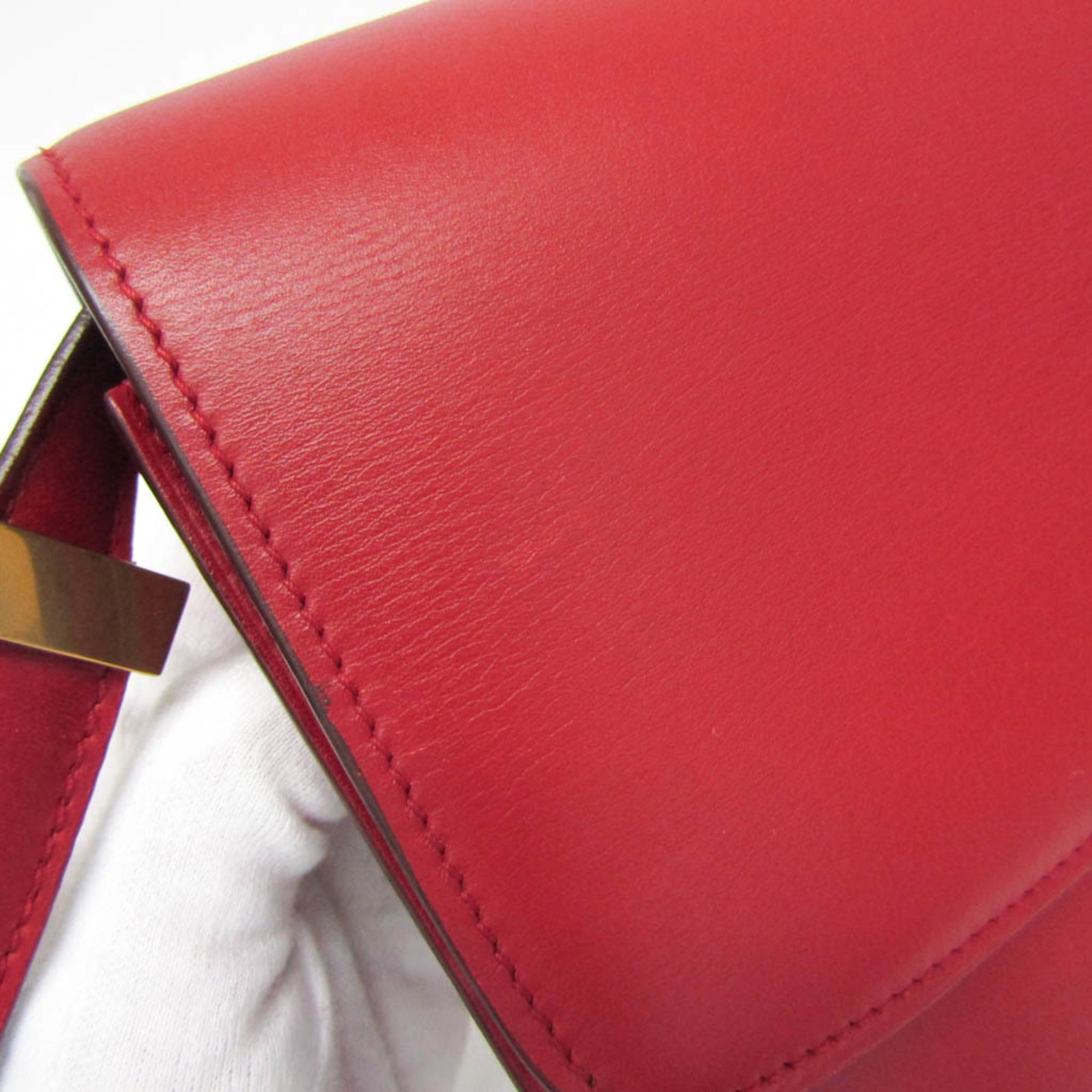 Celine Classic Box Smooth Leather Red Calfskin Handbag (Pre-Owned)