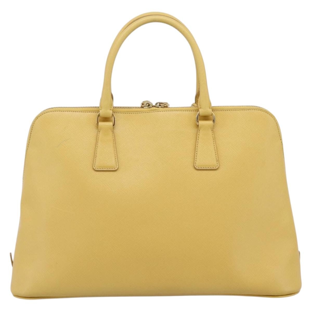Prada Promenade Saffiano Leather Yellow Leather Handbag (Pre-Owned)