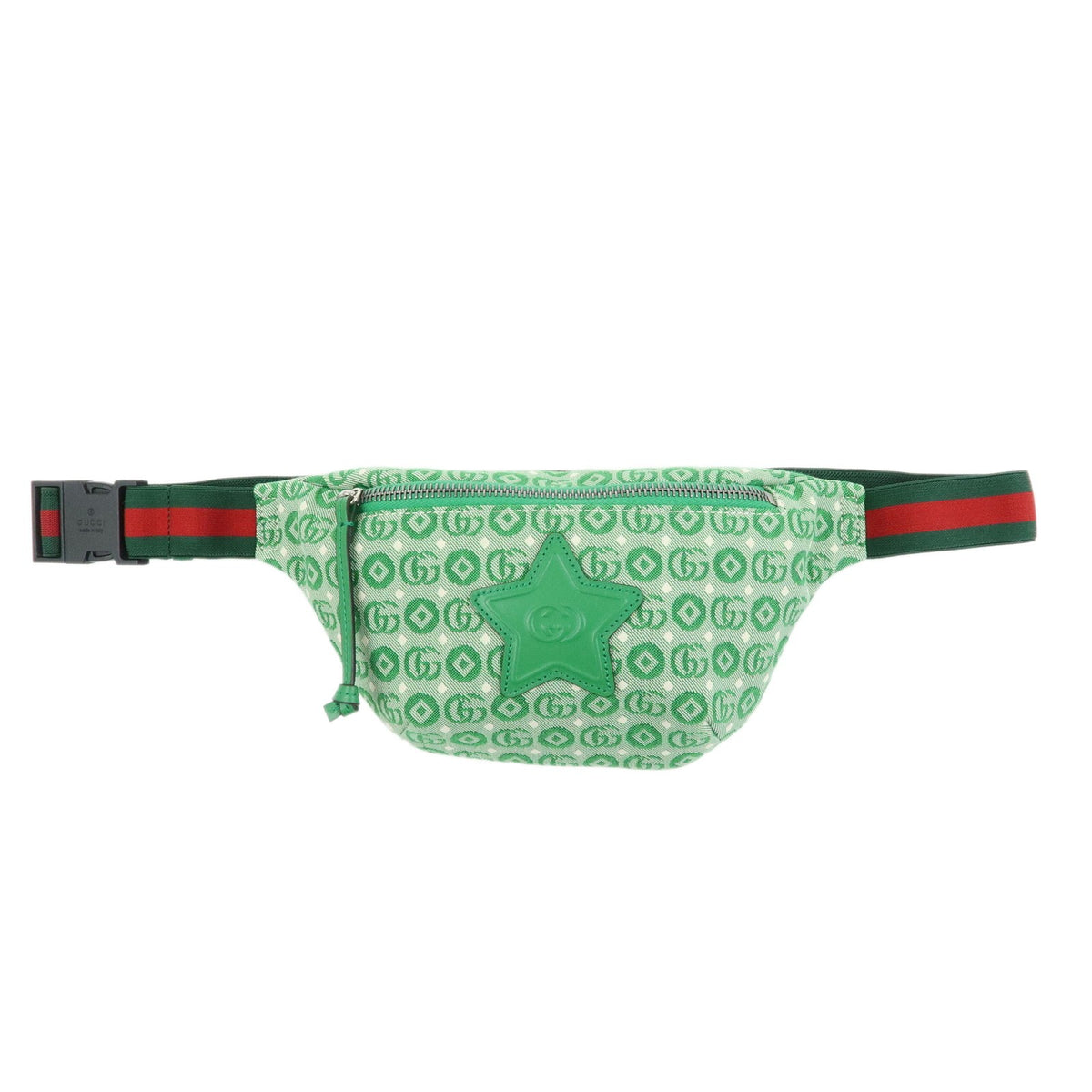 Gucci Children's Belt Printed Gg Coated Canvas Green Canvas Handbag (Pre-Owned)