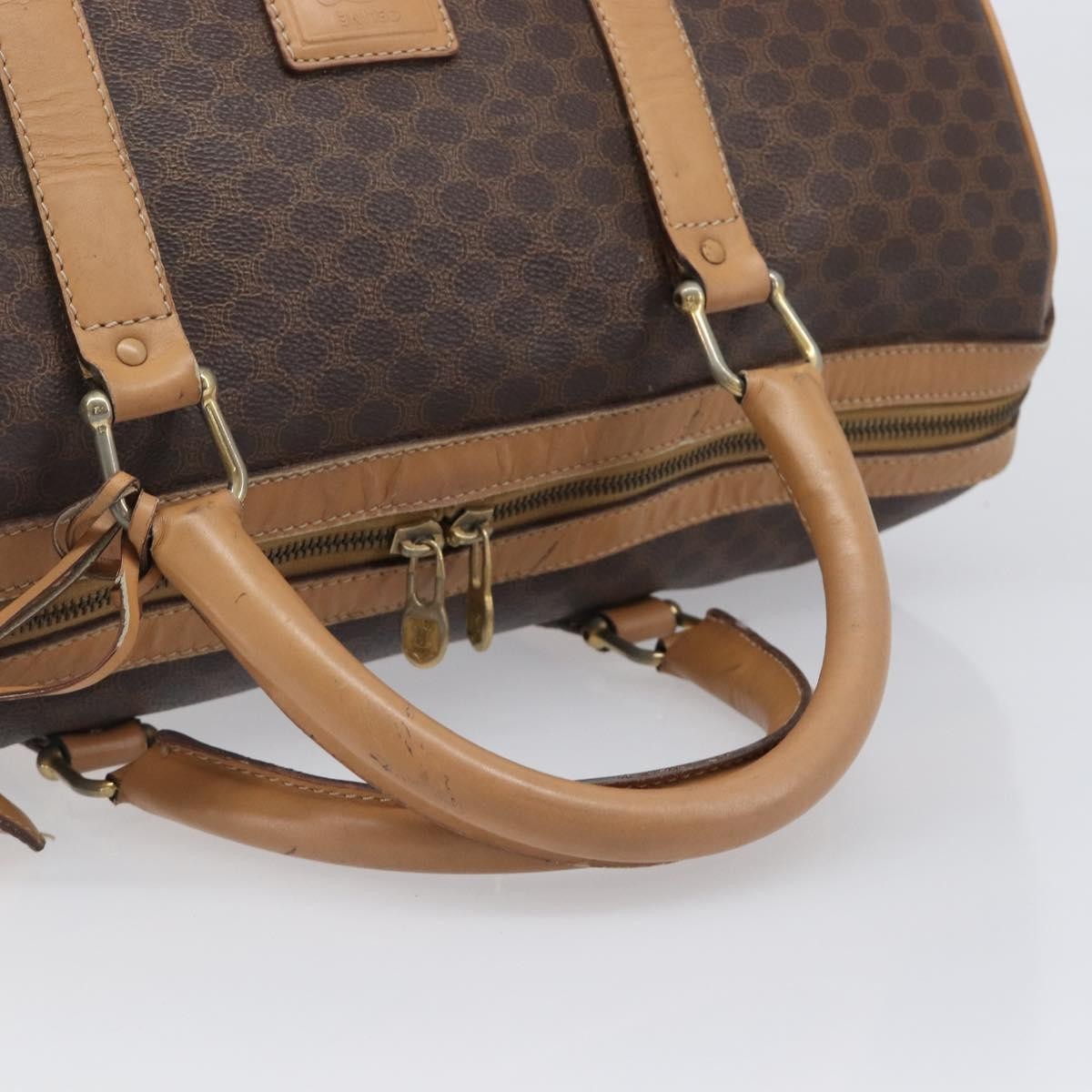 Celine Vintage Duffle Macadam Coated Canvas Brown Canvas Handbag (Pre-Owned)