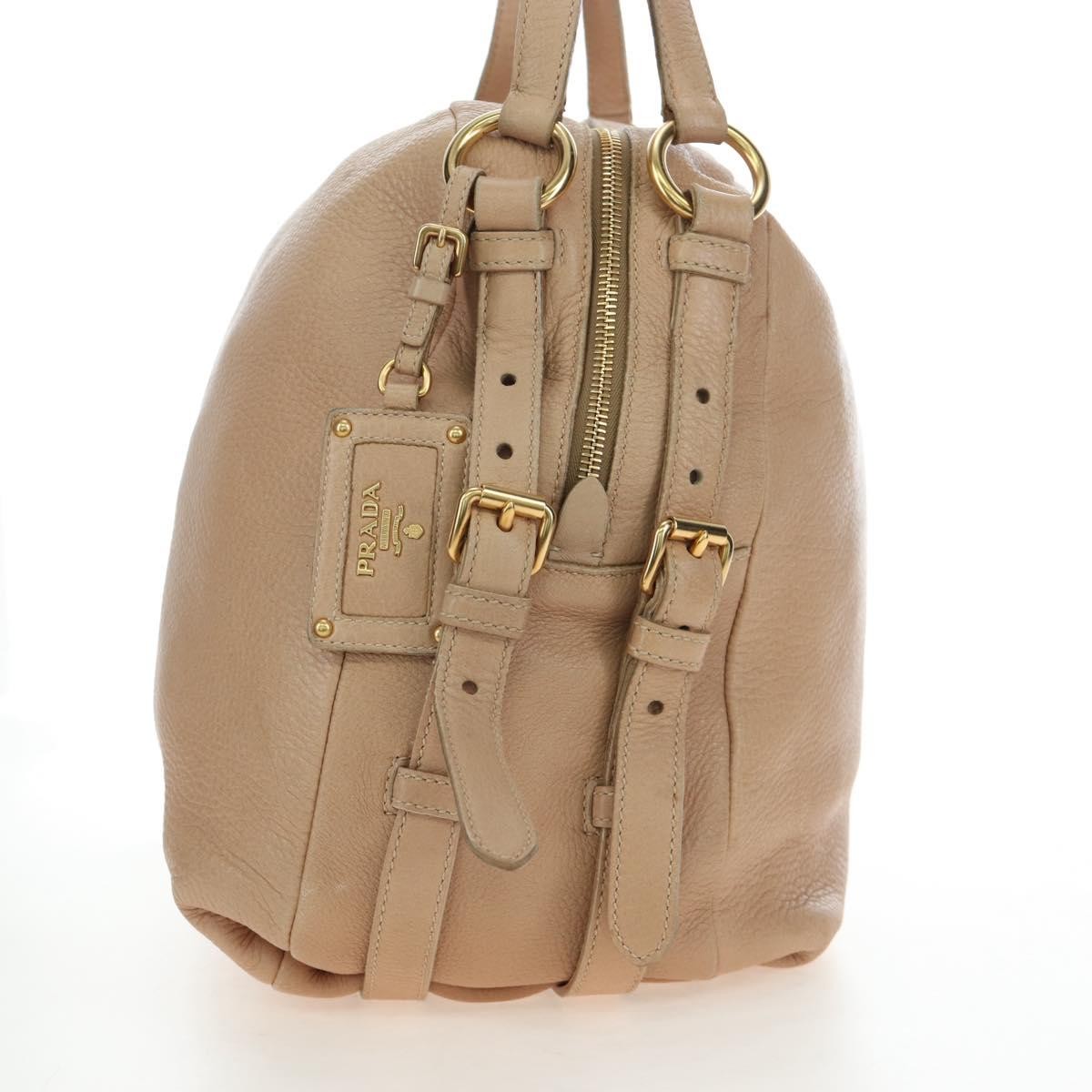 Prada Tote Leather Beige Leather Tote Bag Bag (Pre-Owned)