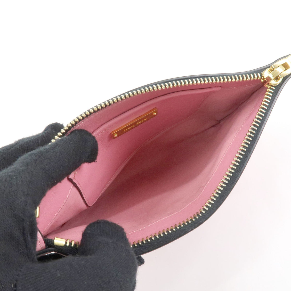 Miu Miu Logo Chain Clutch Shearling Pink Leather Clutche & Pouche Bag (Pre-Owned)