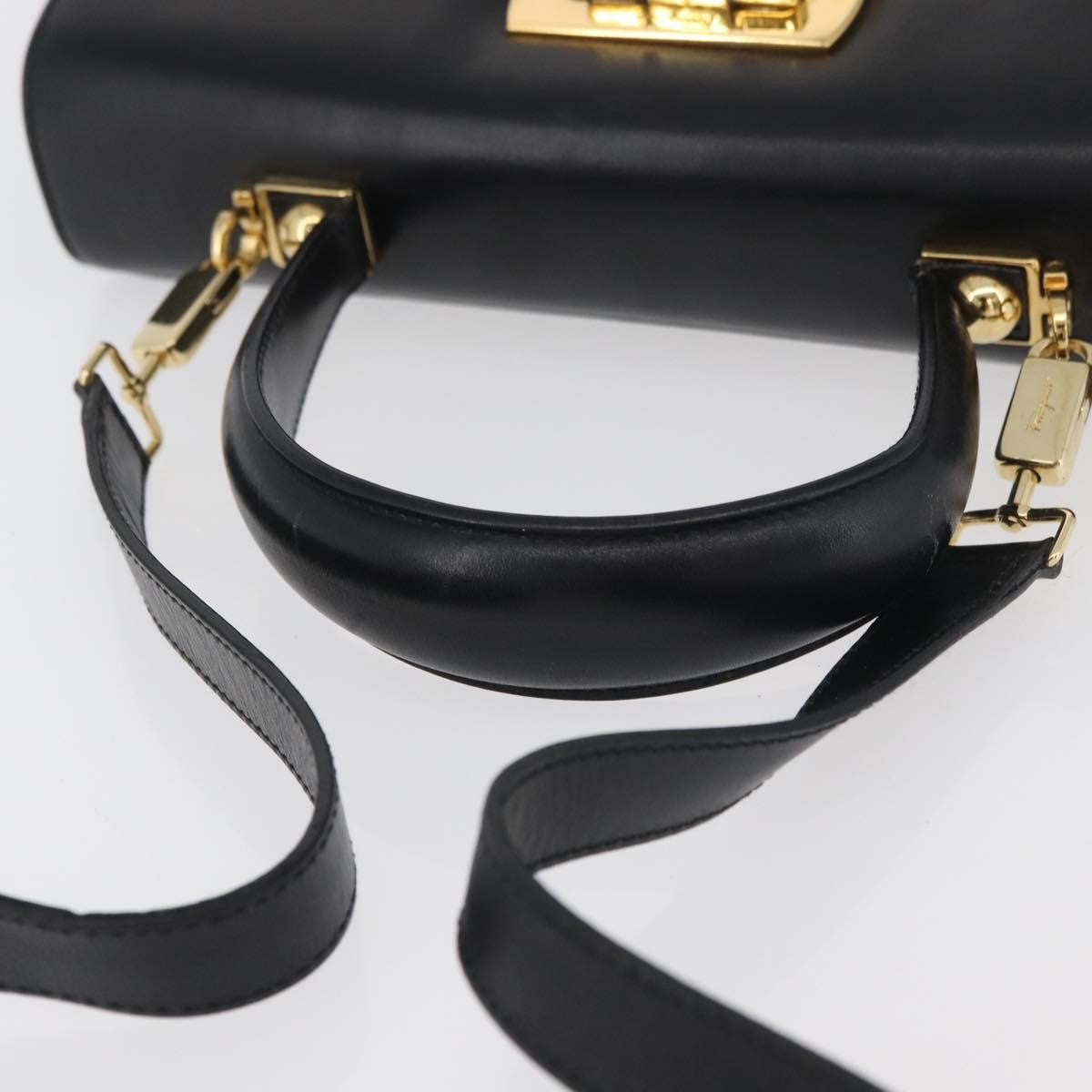 Salvatore Ferragamo Convertible Top Handle Leather Black Leather Handbag (Pre-Owned)