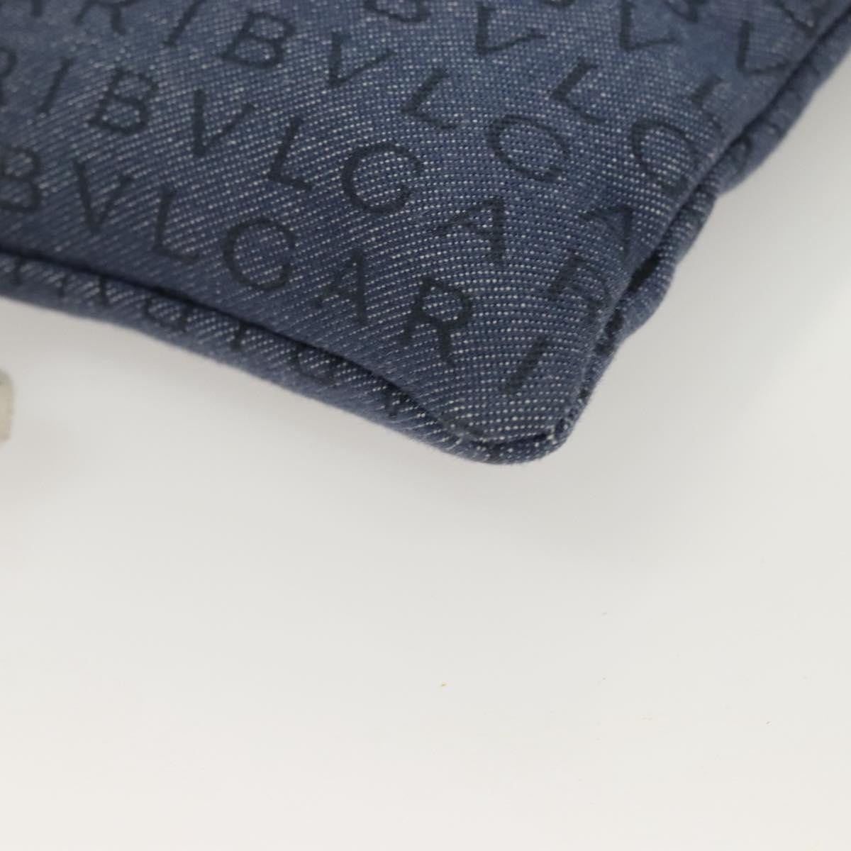 Bvlgari Logomania Canvas With Leather Blue Canvas Shoulder Bag Bag (Pre-Owned)