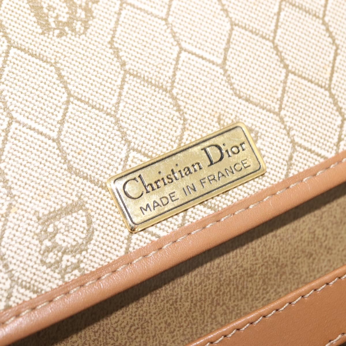 Christian Dior Vintage Honeycomb Zip Coated Canvas Beige Canvas Shoulder Bag Bag (Pre-Owned)