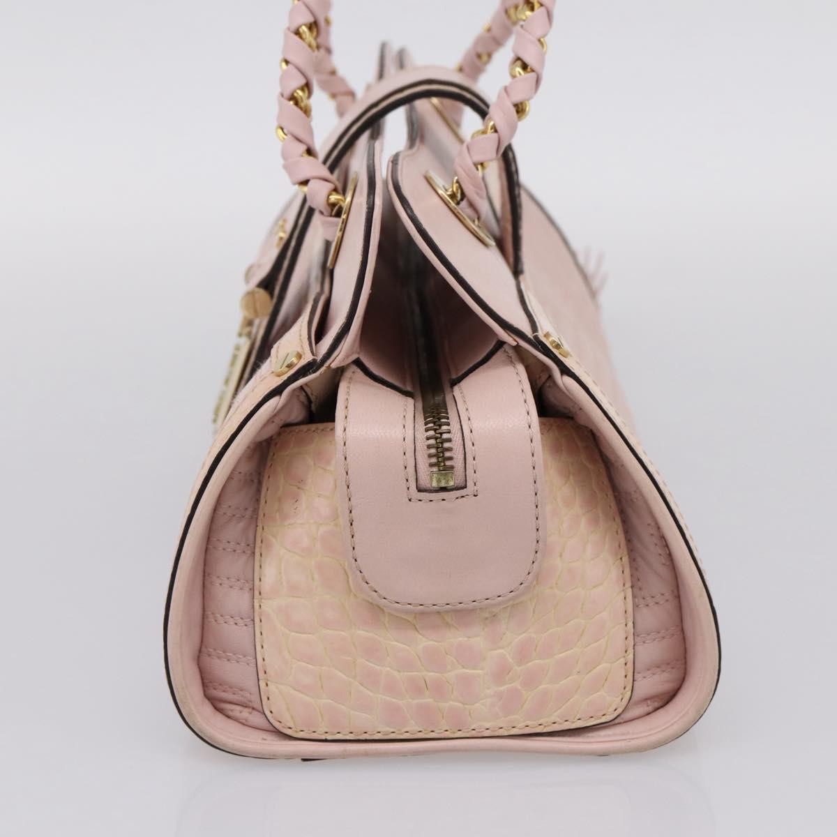 Versace Vintage Tote Leather Pink Leather Tote Bag Bag (Pre-Owned)