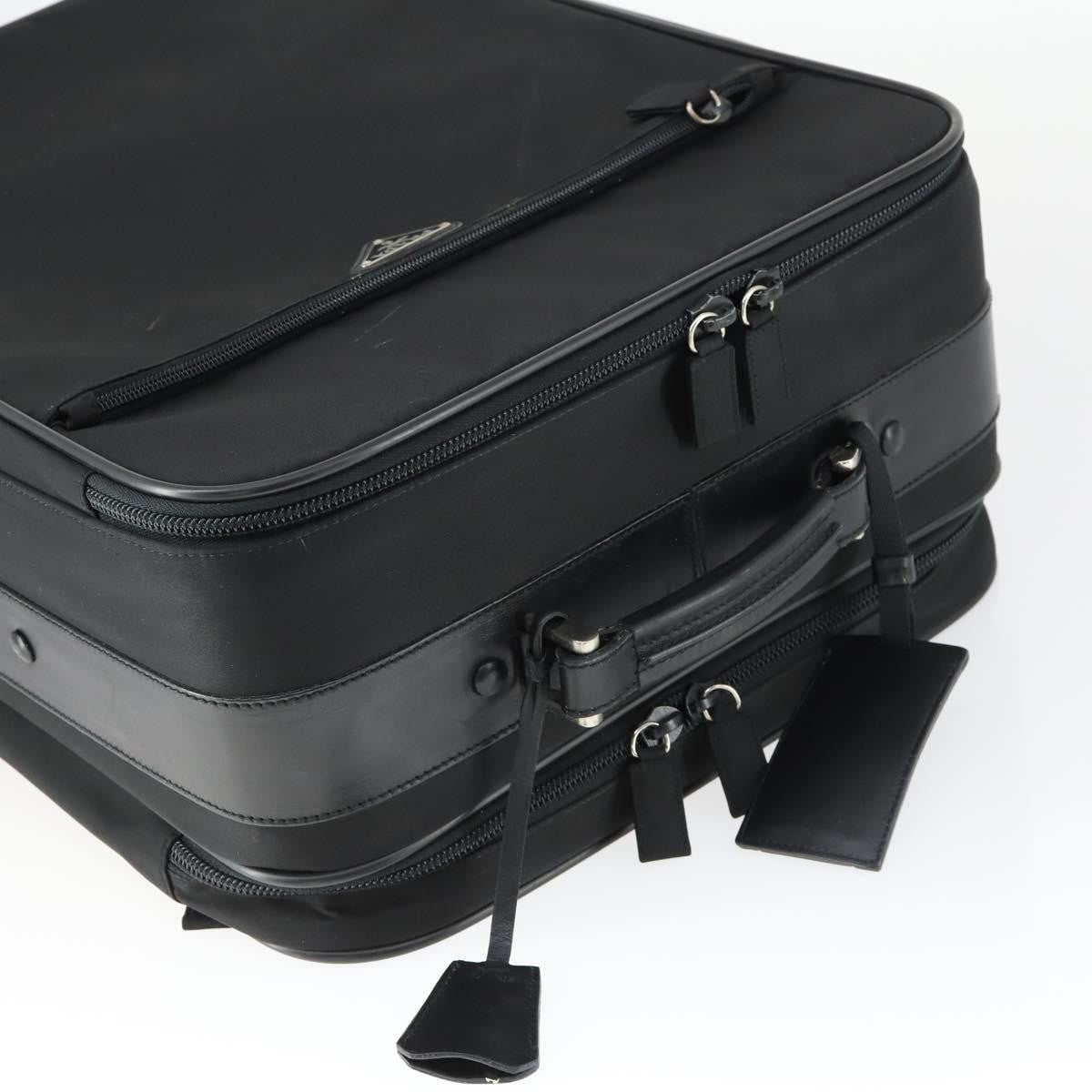 Prada Trolley Rolling Luggage Tessuto And Saffiano Leather Black Nylon Travel Bag Bag (Pre-Owned)