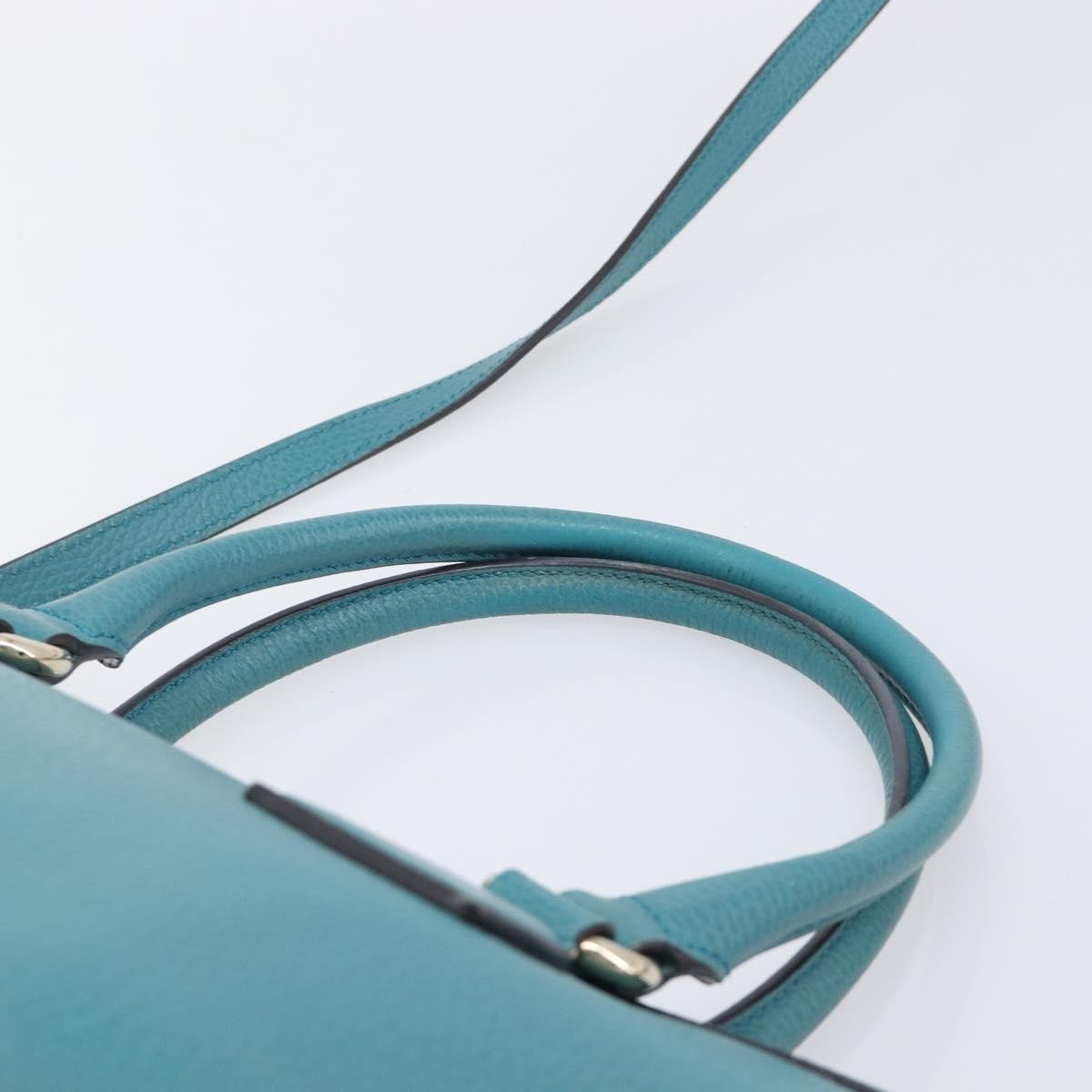Gucci Gg Charm Convertible Dome Satchel Leather Blue Leather Handbag (Pre-Owned)