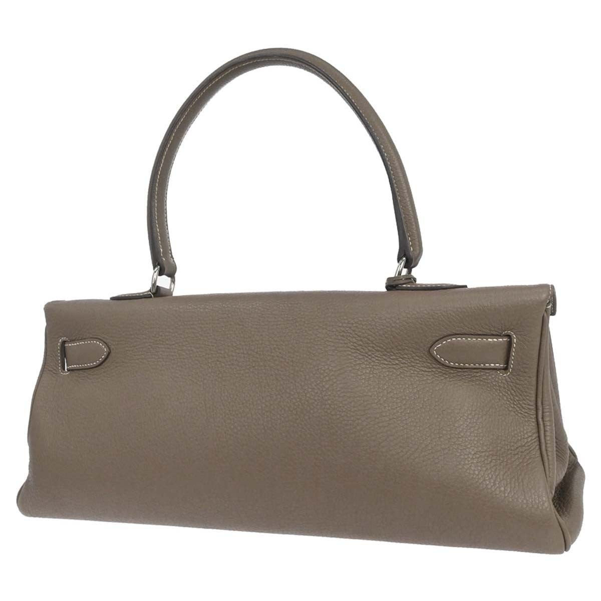 Hermes Shoulder Kelly Clemence Gray Leather Handbag (Pre-Owned)