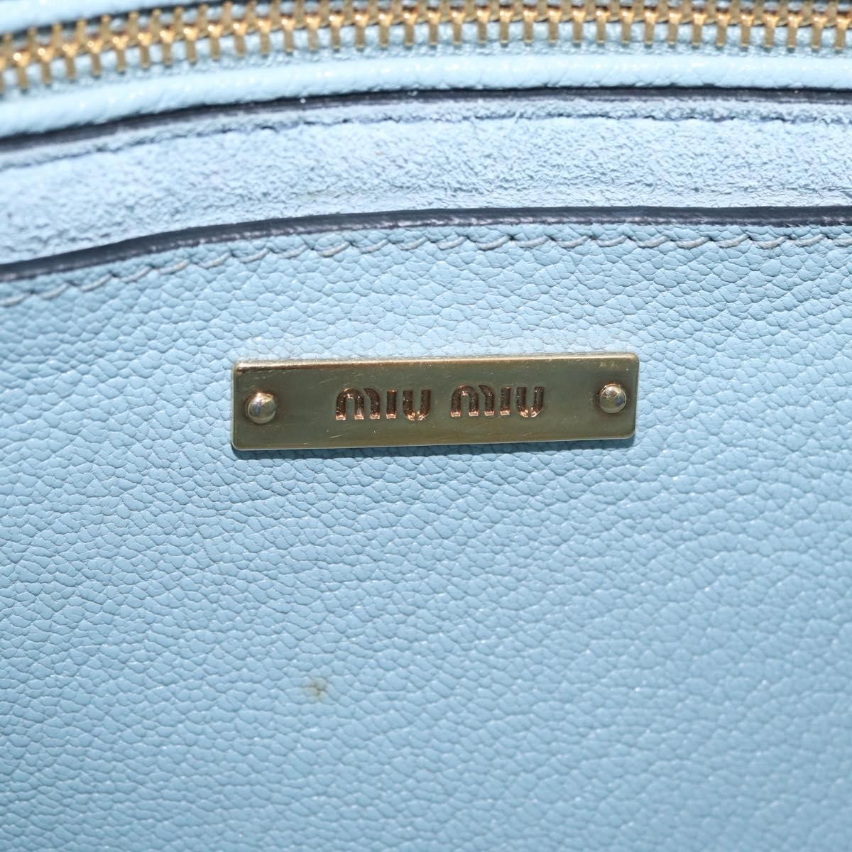Miu Miu Madras Crystal Buckle Leather Blue Leather Shoulder Bag Bag (Pre-Owned)
