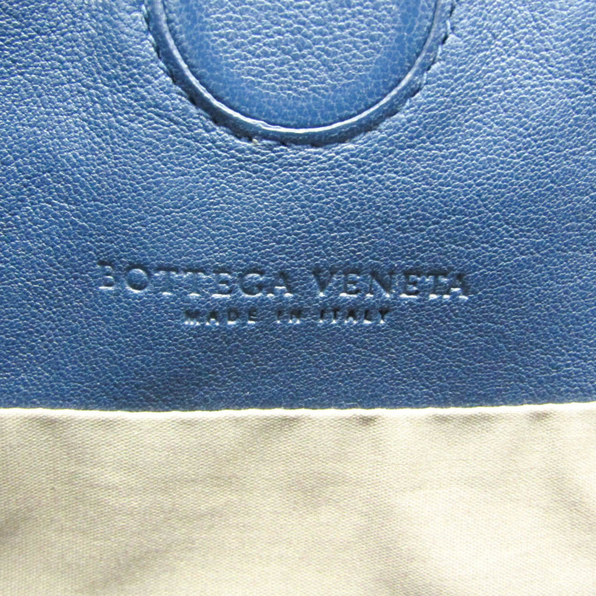 Bottega Veneta Intrecciato Leather Navy Leather Briefcase Bag (Pre-Owned)