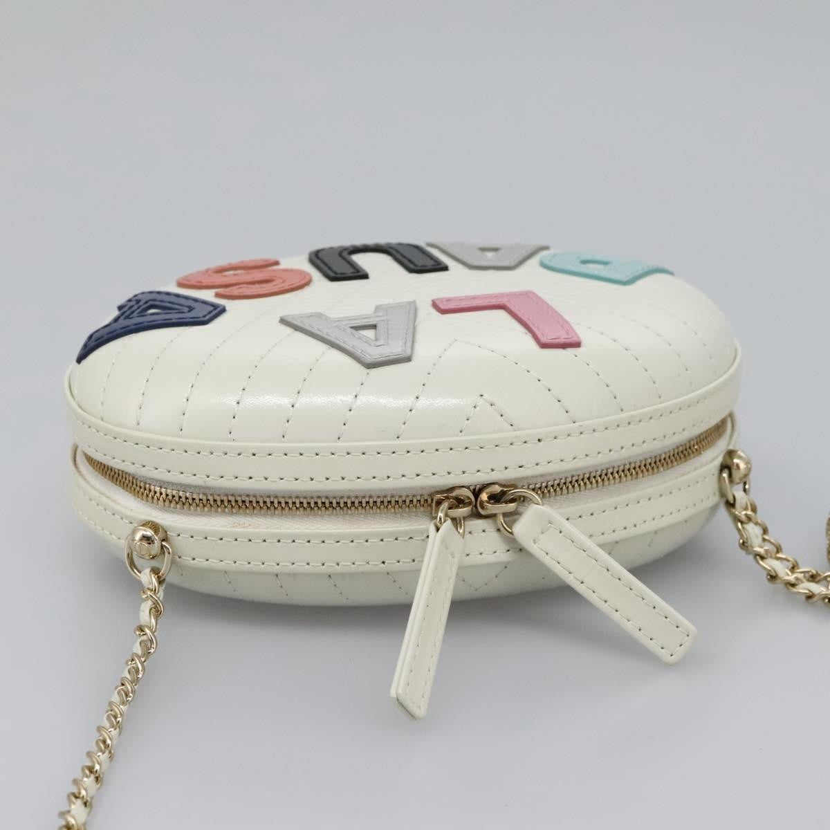 Chanel La Pausa Evening Chevron Lambskin With Applique White Leather Shoulder Bag Bag (Pre-Owned)