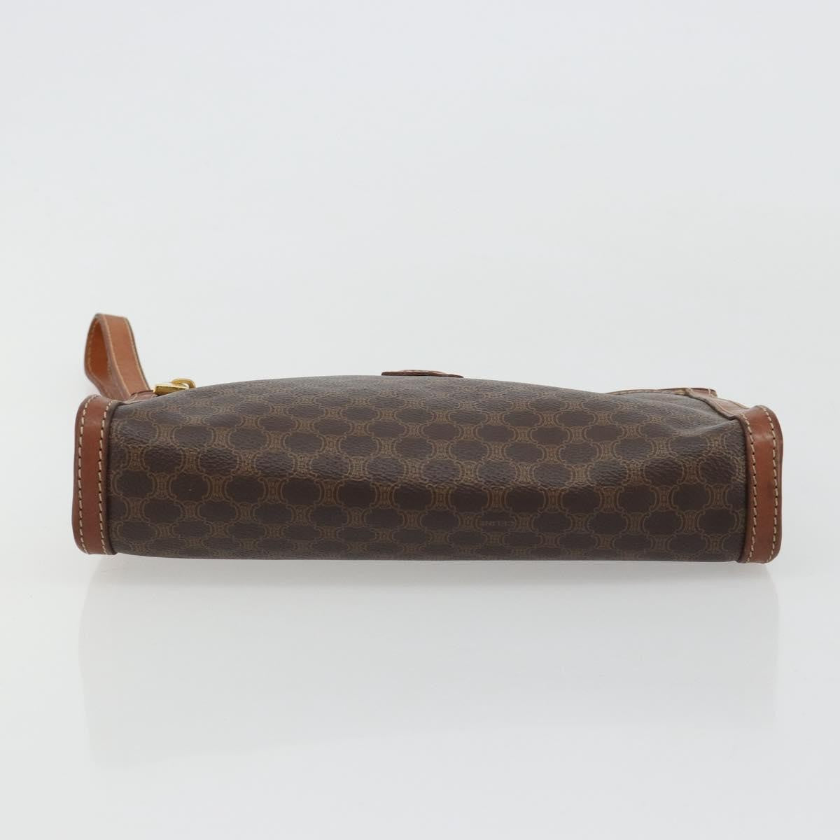 Celine Logo Triomphe Canvas And Leather Brown Canvas Clutche & Pouche Bag (Pre-Owned)