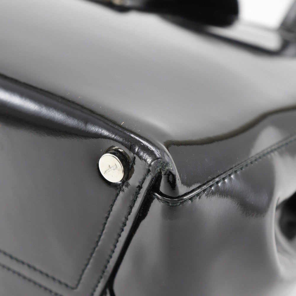 Salvatore Ferragamo Convertible Vara Bow Tote Patent Leather Black Patent_Leather Handbag (Pre-Owned)