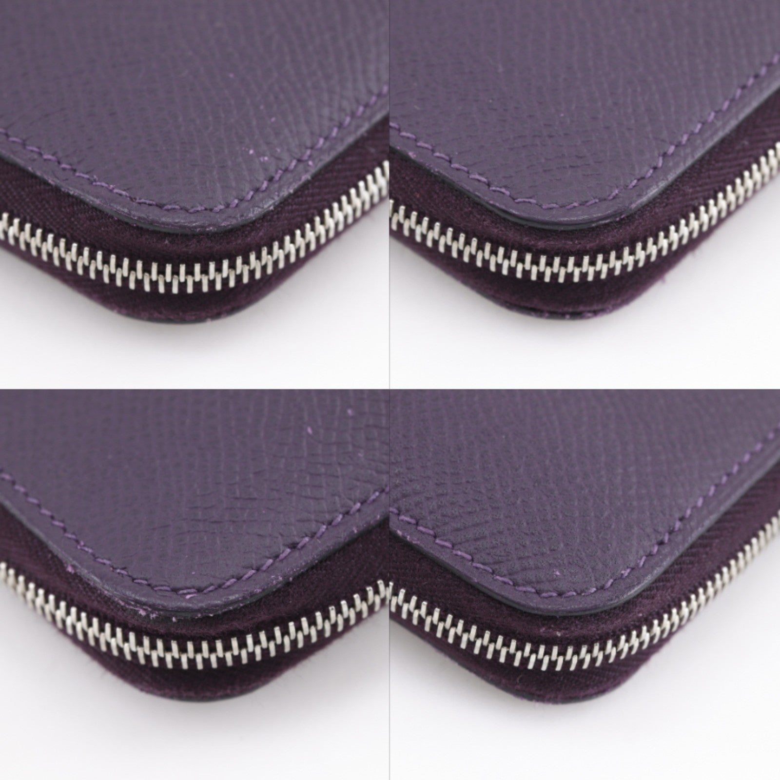 Hermes Azap Zip Around Epsom Purple Leather Wallets Accessory (Pre-Owned)