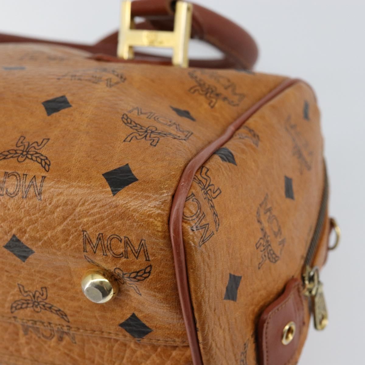 MCM Visetos Logogramme Canvas And Leather Brown Canvas Handbag (Pre-Owned)