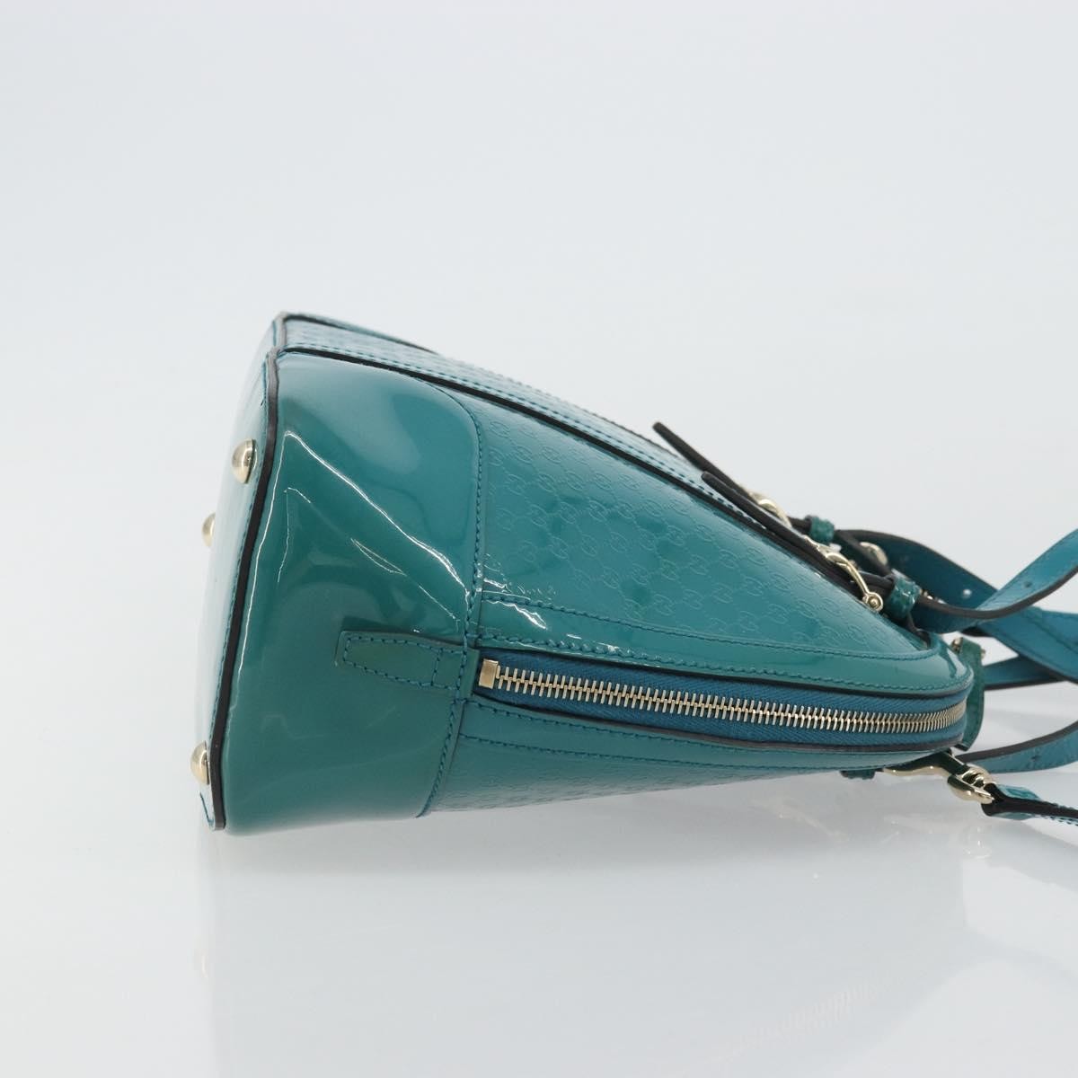 Gucci Nice Top Handle Microguccissima Patent Turquoise Patent_Leather Handbag (Pre-Owned)