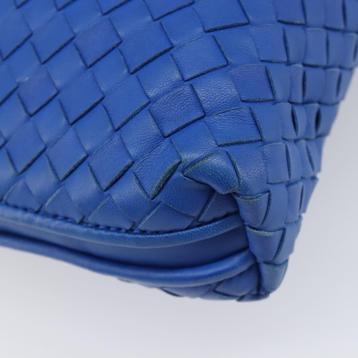 Bottega Veneta Nodini Intrecciato Nappa Blue Leather Shoulder Bag Bag (Pre-Owned)