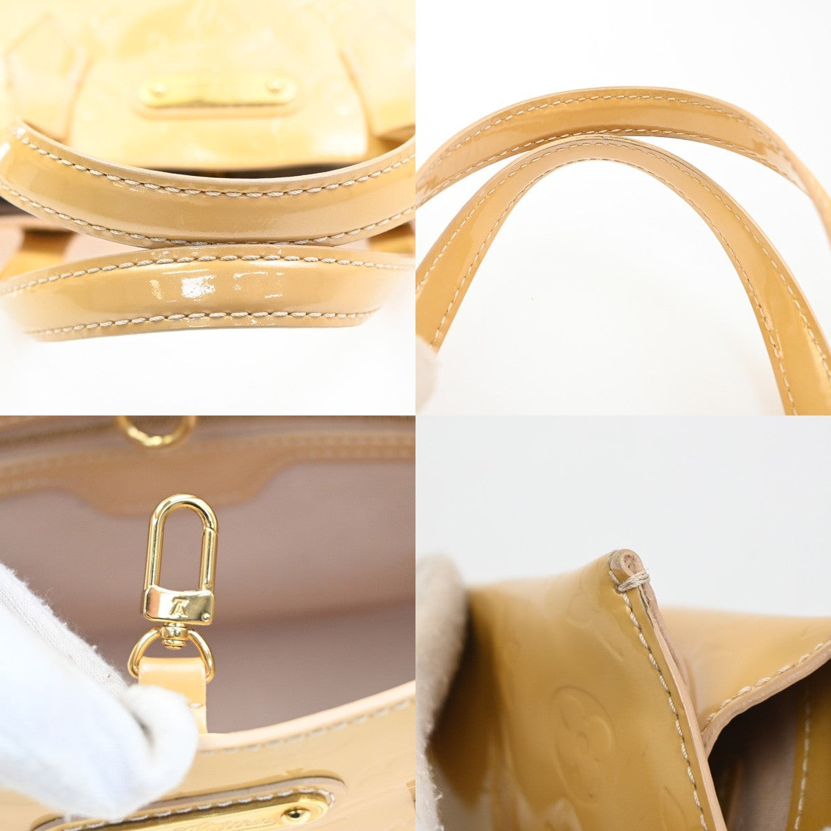 Louis Vuitton Wilshire Monogram Vernis Beige Patent_Leather Handbag (Pre-Owned)