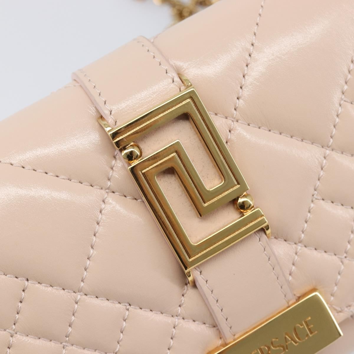 Versace Greca Goddess Convertible Clutch Leather Pink Leather Shoulder Bag Bag (Pre-Owned)