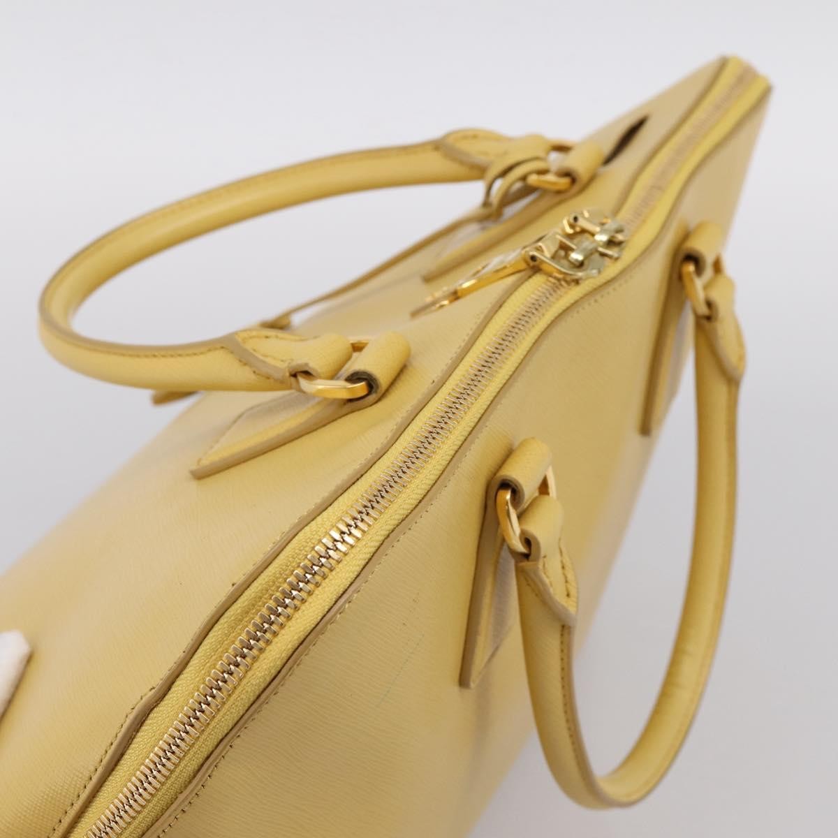 Prada Promenade Saffiano Leather Yellow Leather Handbag (Pre-Owned)