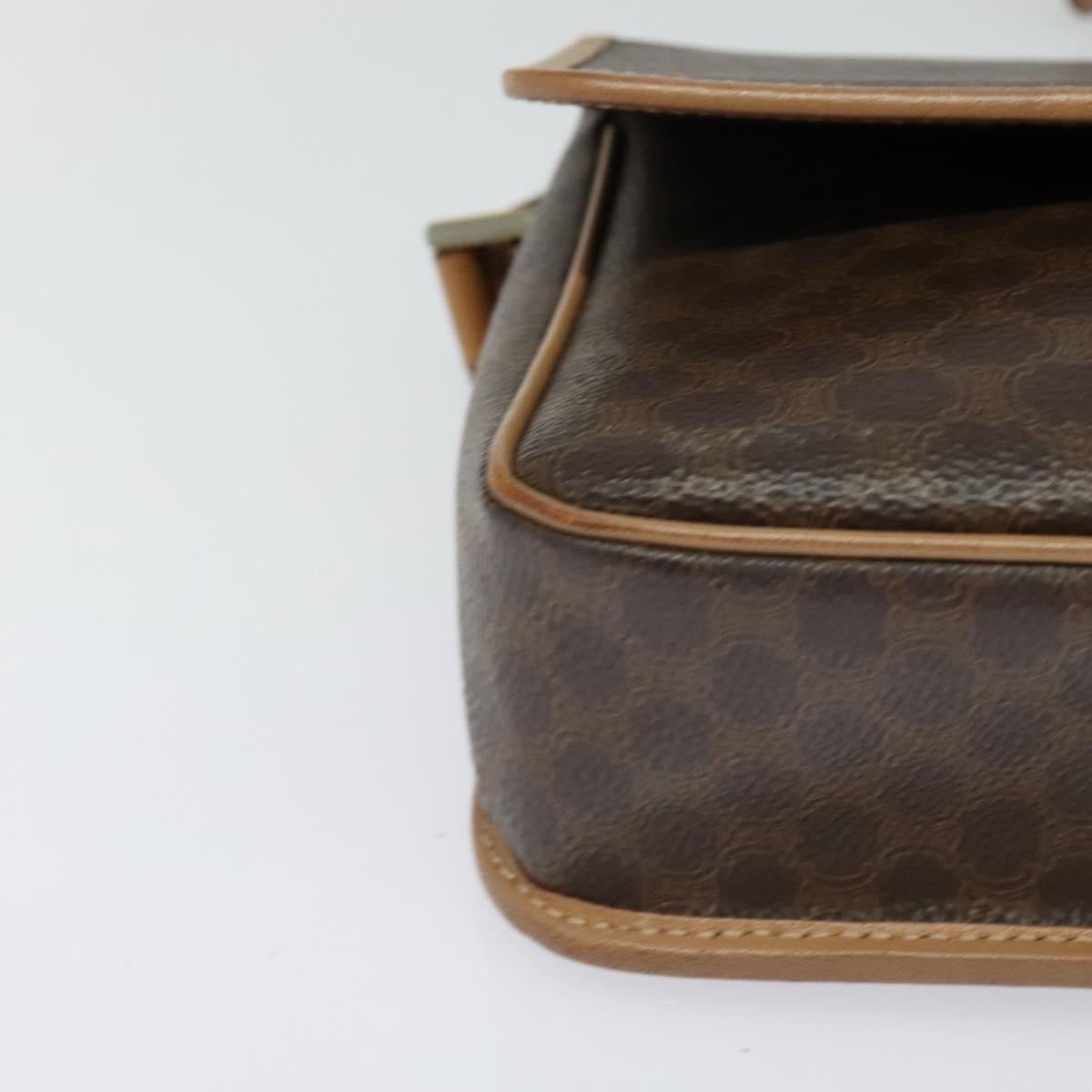 Celine Vintage Macadam Circle Logo Canvas And Leather Brown Canvas Shoulder Bag Bag (Pre-Owned)