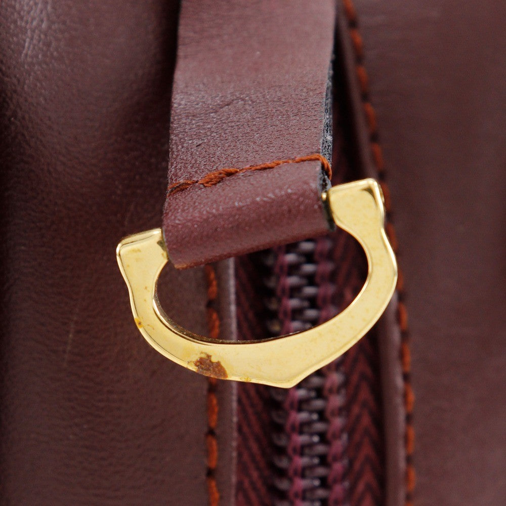 Cartier Vintage Must De Cartier Leather Burgundy Leather Clutche & Pouche Bag (Pre-Owned)