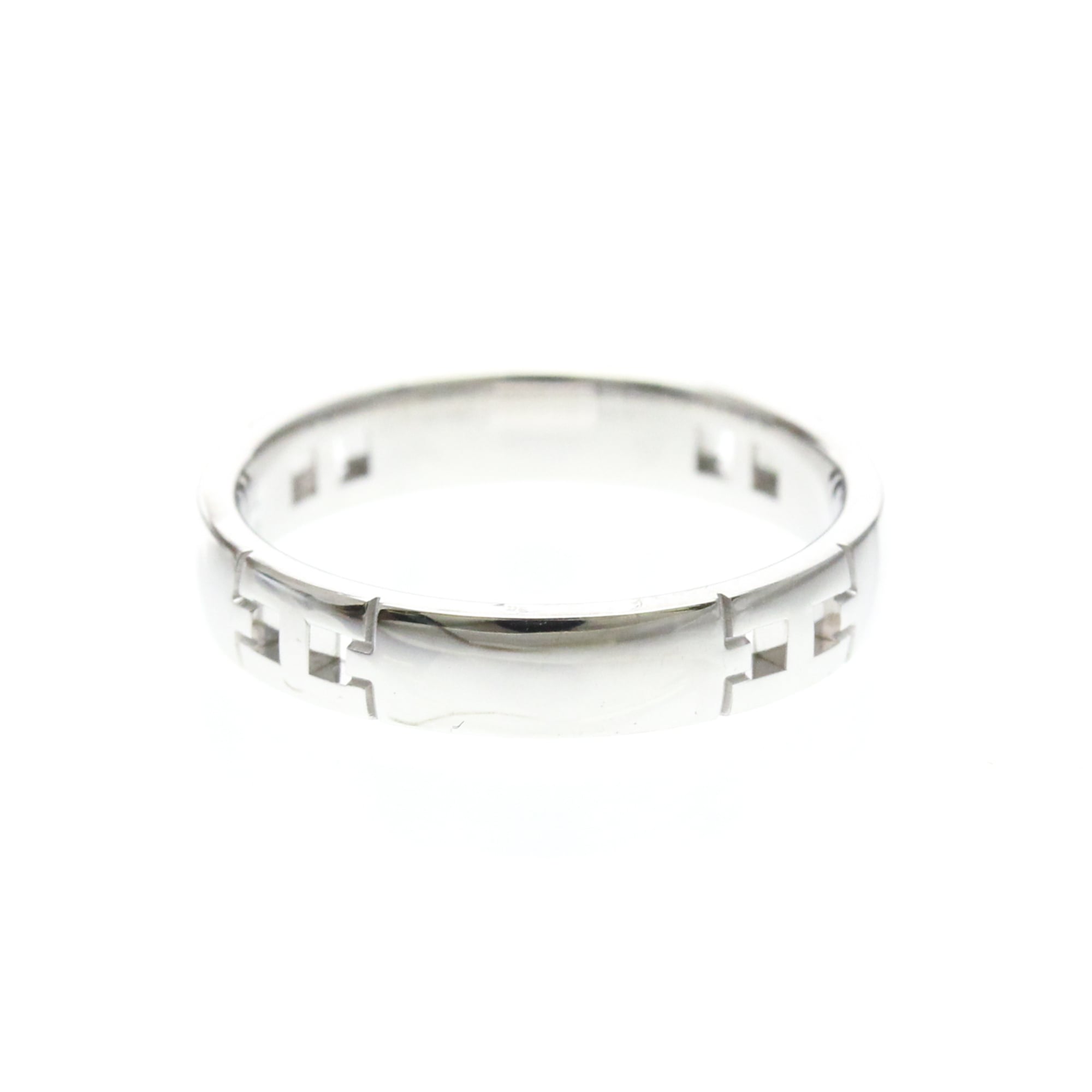 Hermes Hercules 18K White Gold Silver White_Gold Ring Jewelry (Pre-Owned)