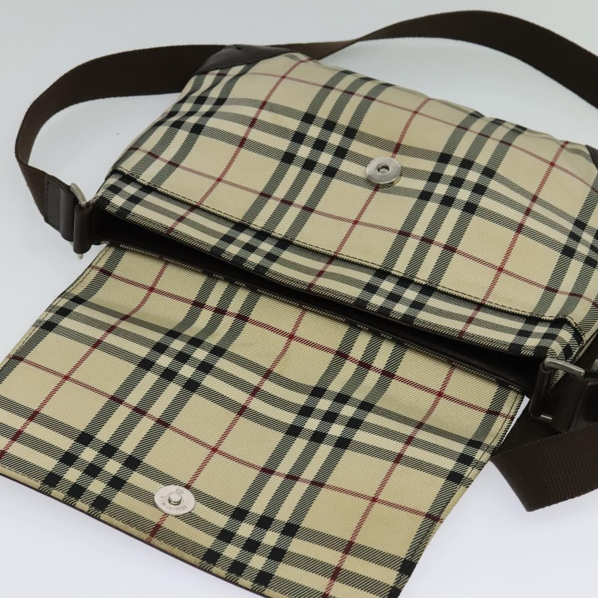 Burberry Vintage Flap Haymarket Canvas Beige Nylon Shoulder Bag Bag (Pre-Owned)