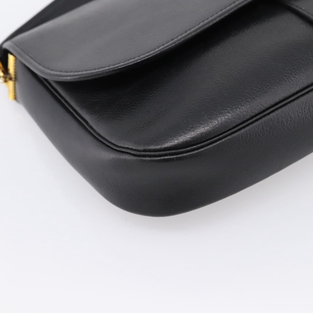 Christian Dior Shoulder Leather Black Leather Shoulder Bag Bag (Pre-Owned)