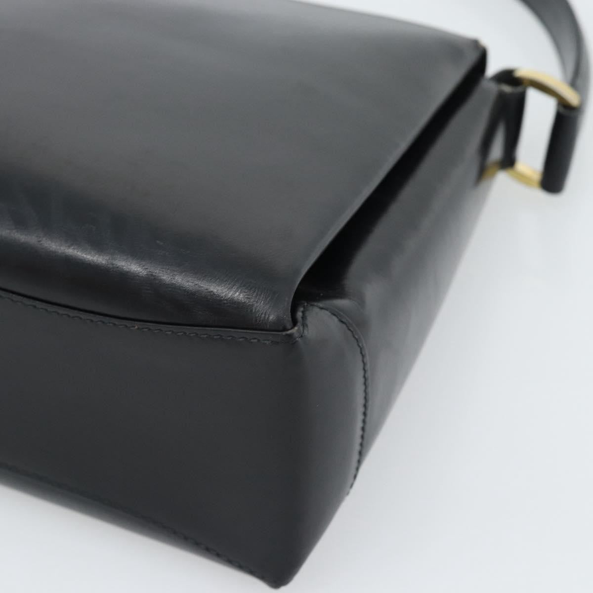 Gucci Vintage Convertible Box Leather Black Leather Handbag (Pre-Owned)