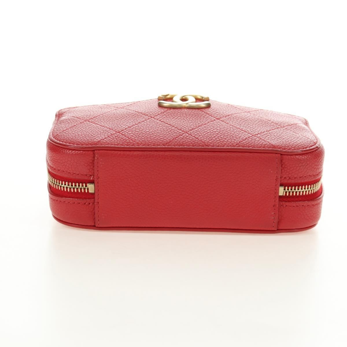 Chanel Chic Affinity Belt Stitched Caviar Red Leather Shoulder Bag Bag (Pre-Owned)