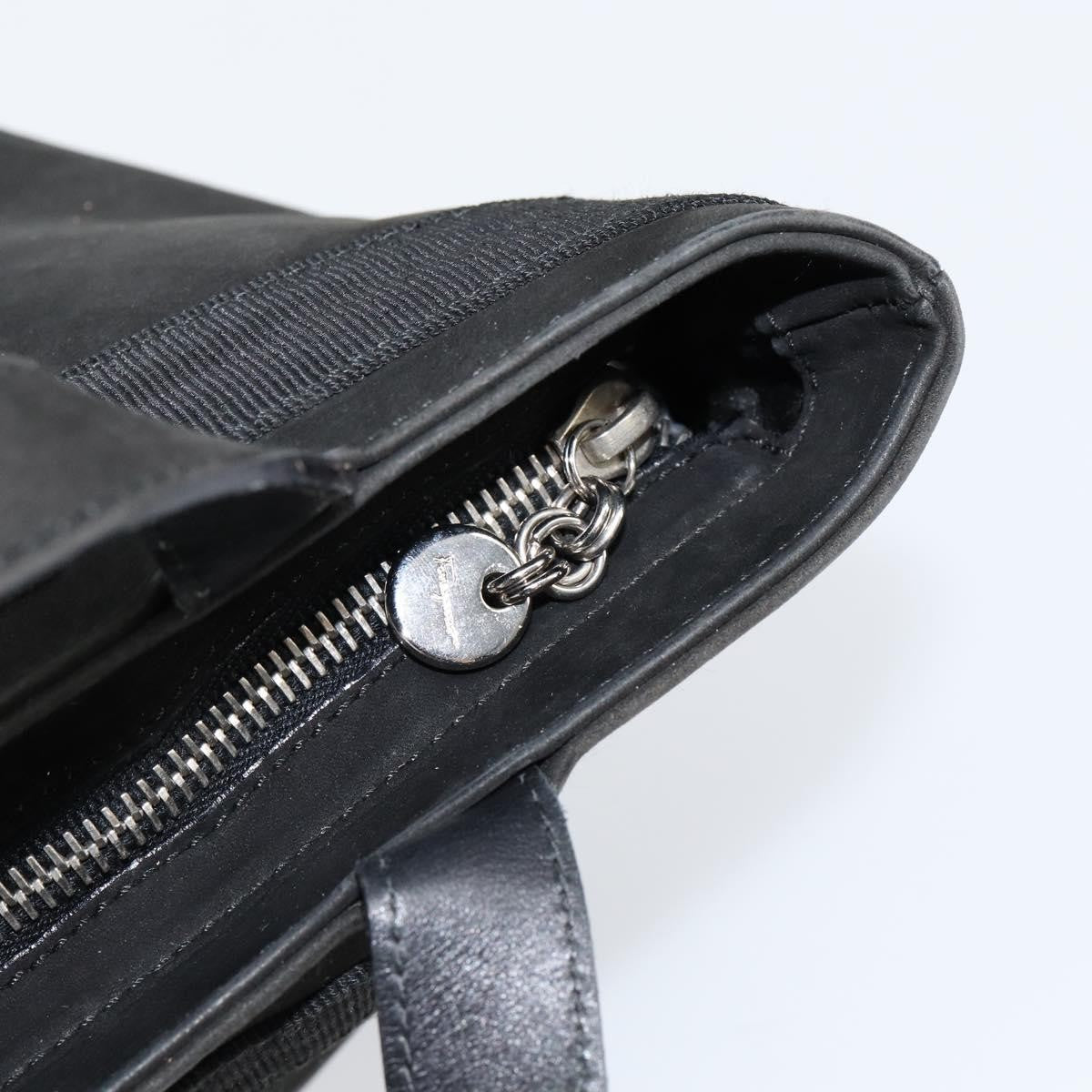 Salvatore Ferragamo Vala Suede Black Suede Handbag (Pre-Owned)