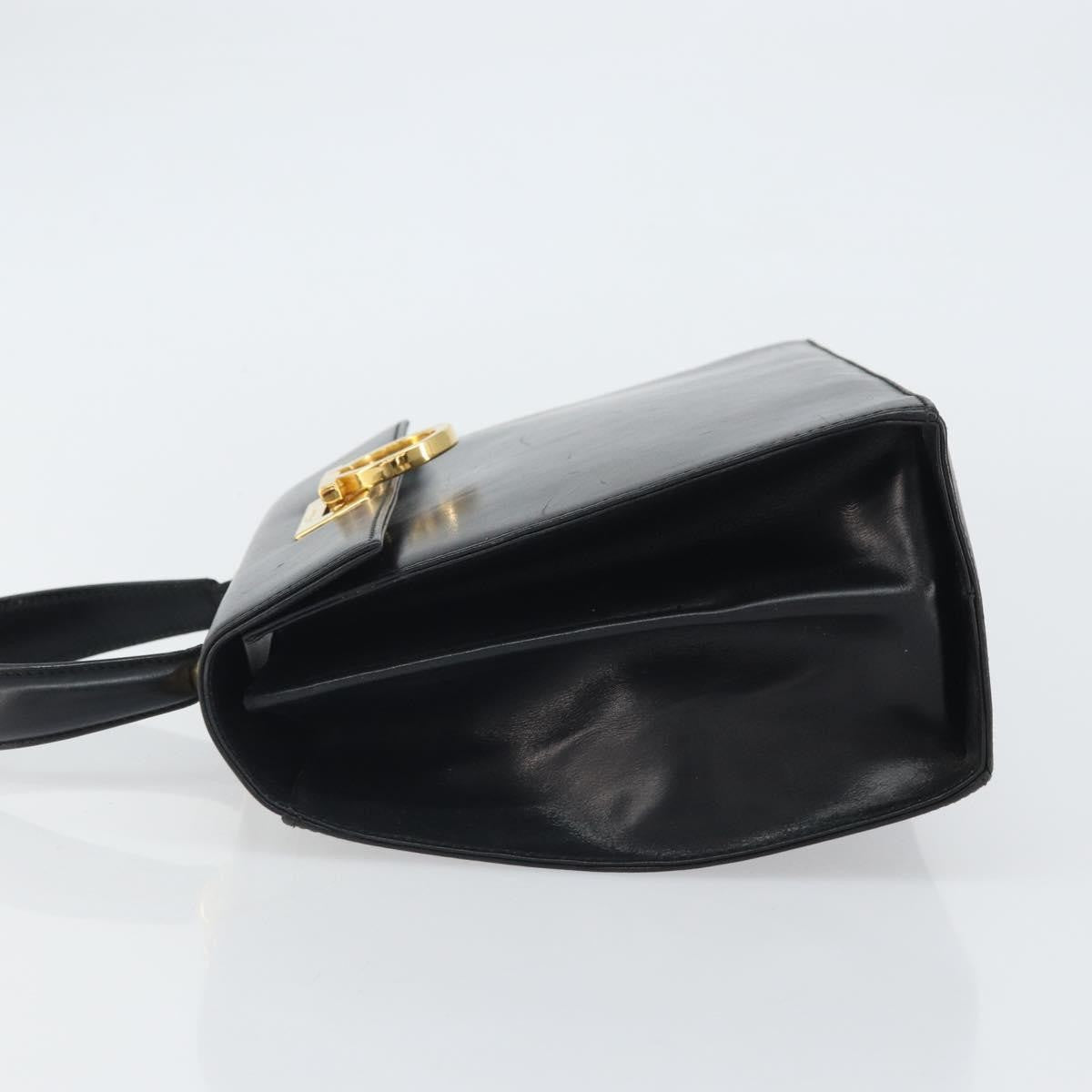 Salvatore Ferragamo Gancini Convertible Top Handle Leather Black Leather Handbag (Pre-Owned)