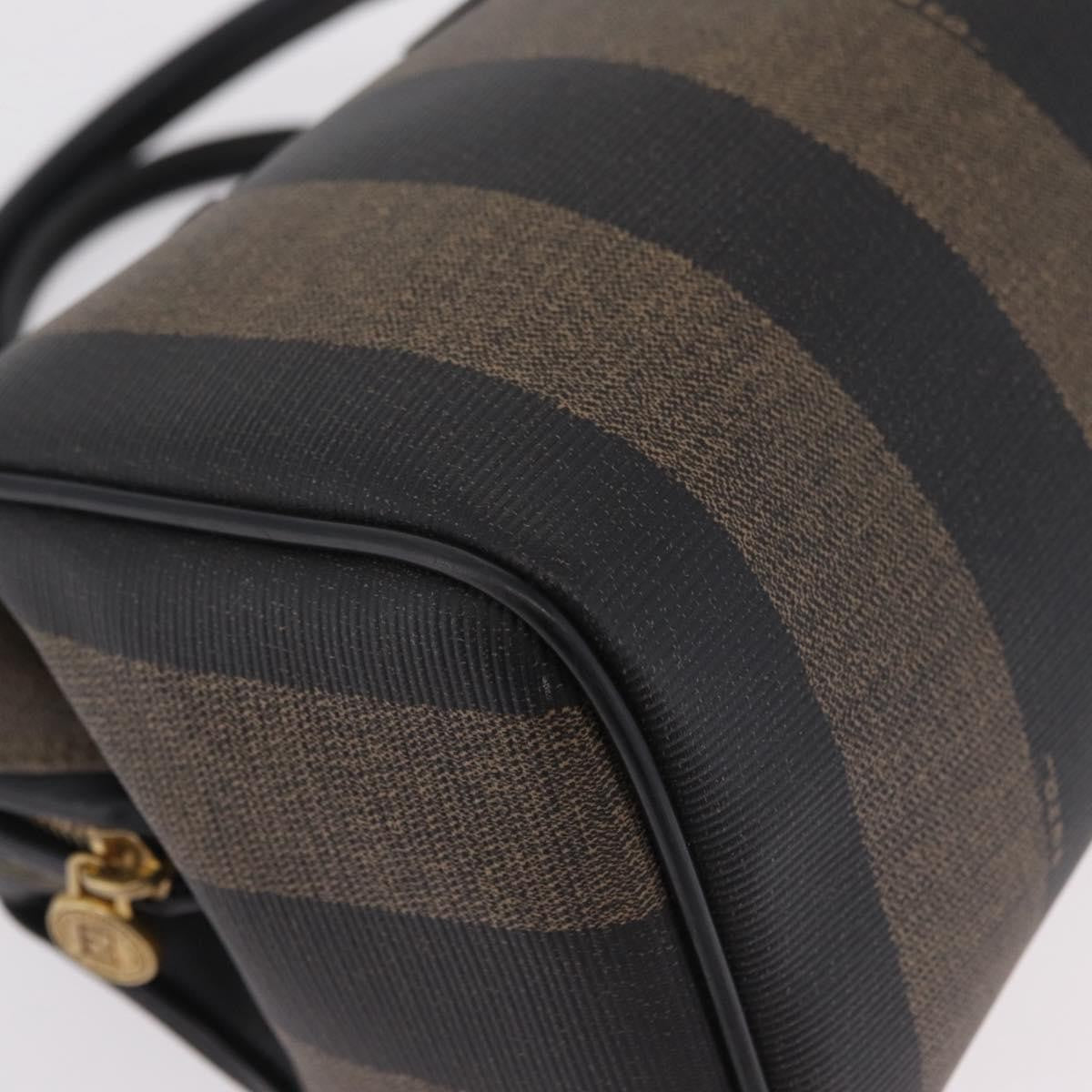 Fendi Vintage Pequin Boston Coated Canvas Brown Canvas Handbag (Pre-Owned)