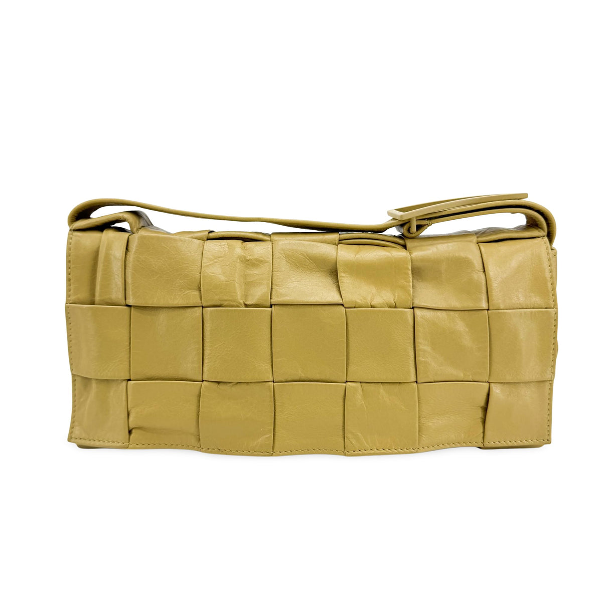 Bottega Veneta Cassette Maxi Intrecciato Leather Yellow Leather Crossbody Bag Bag (Pre-Owned)