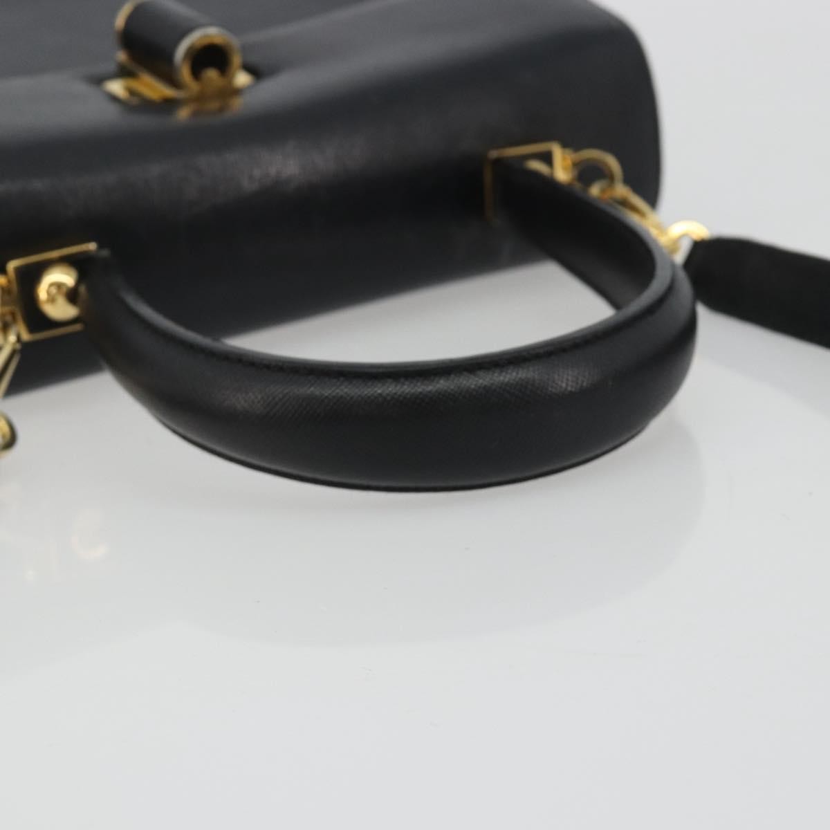 Salvatore Ferragamo Gancini Leather Black Leather Handbag (Pre-Owned)