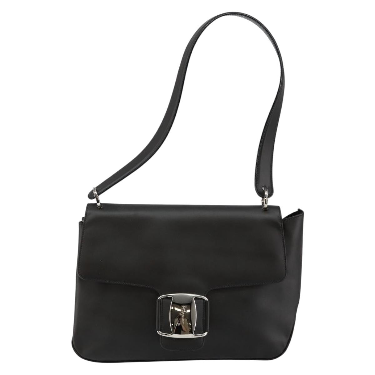 Salvatore Ferragamo Vala Leather Black Leather Bag (Pre-Owned)