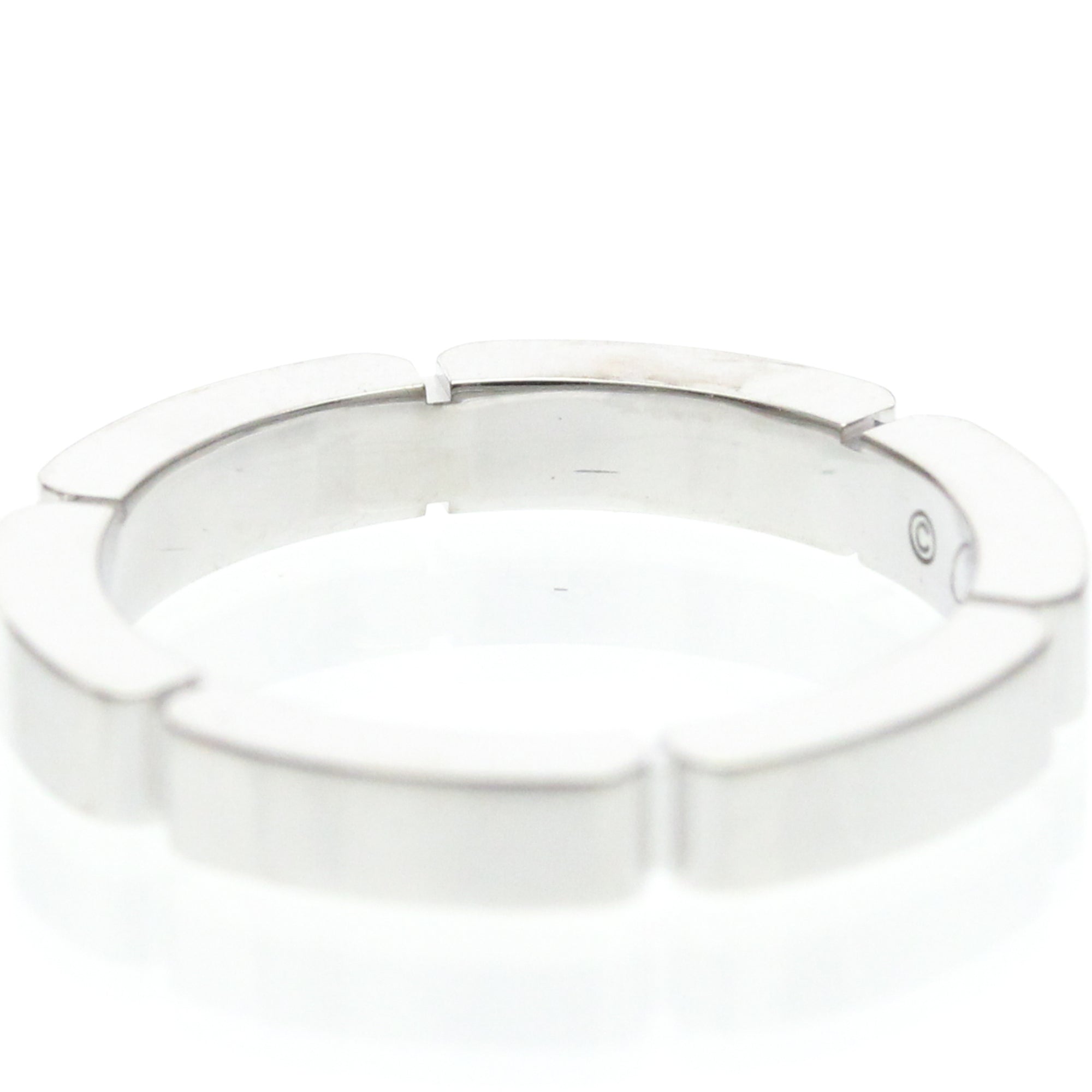Cartier Maillon Panthere Band 18K White Gold With 4 Diamonds Silver White_Gold Ring Jewelry (Pre-Owned)