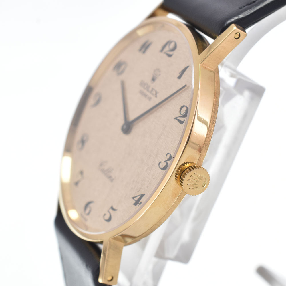 Rolex Cellini Round Quartz Yellow Gold And Alligator Watch (Pre-Owned)