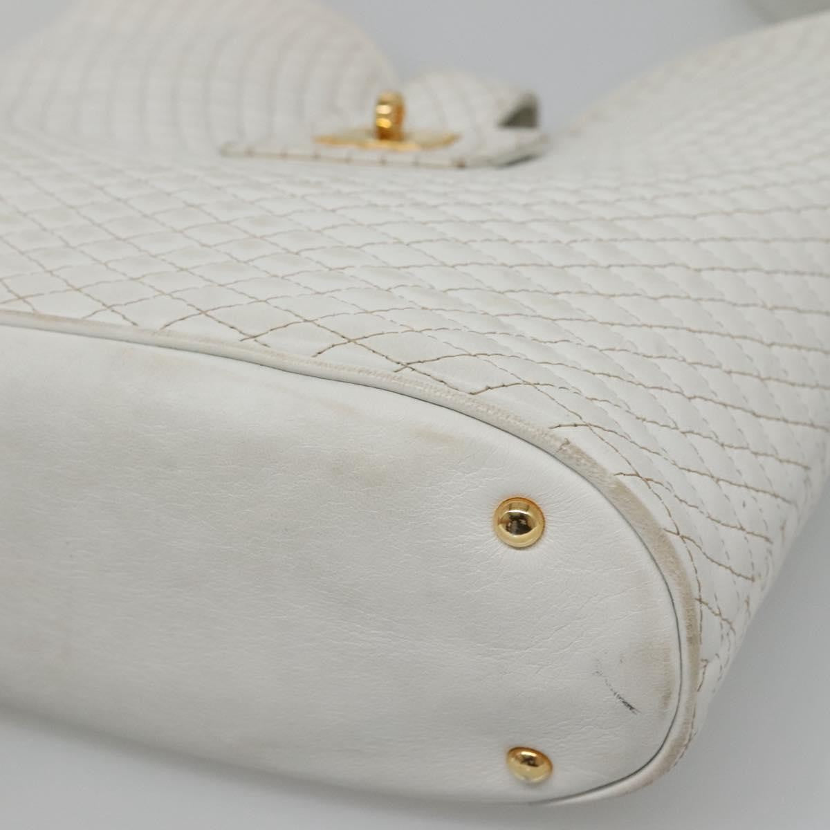 Bally Vintage Quilted Leather White Leather Shoulder Bag Bag (Pre-Owned)