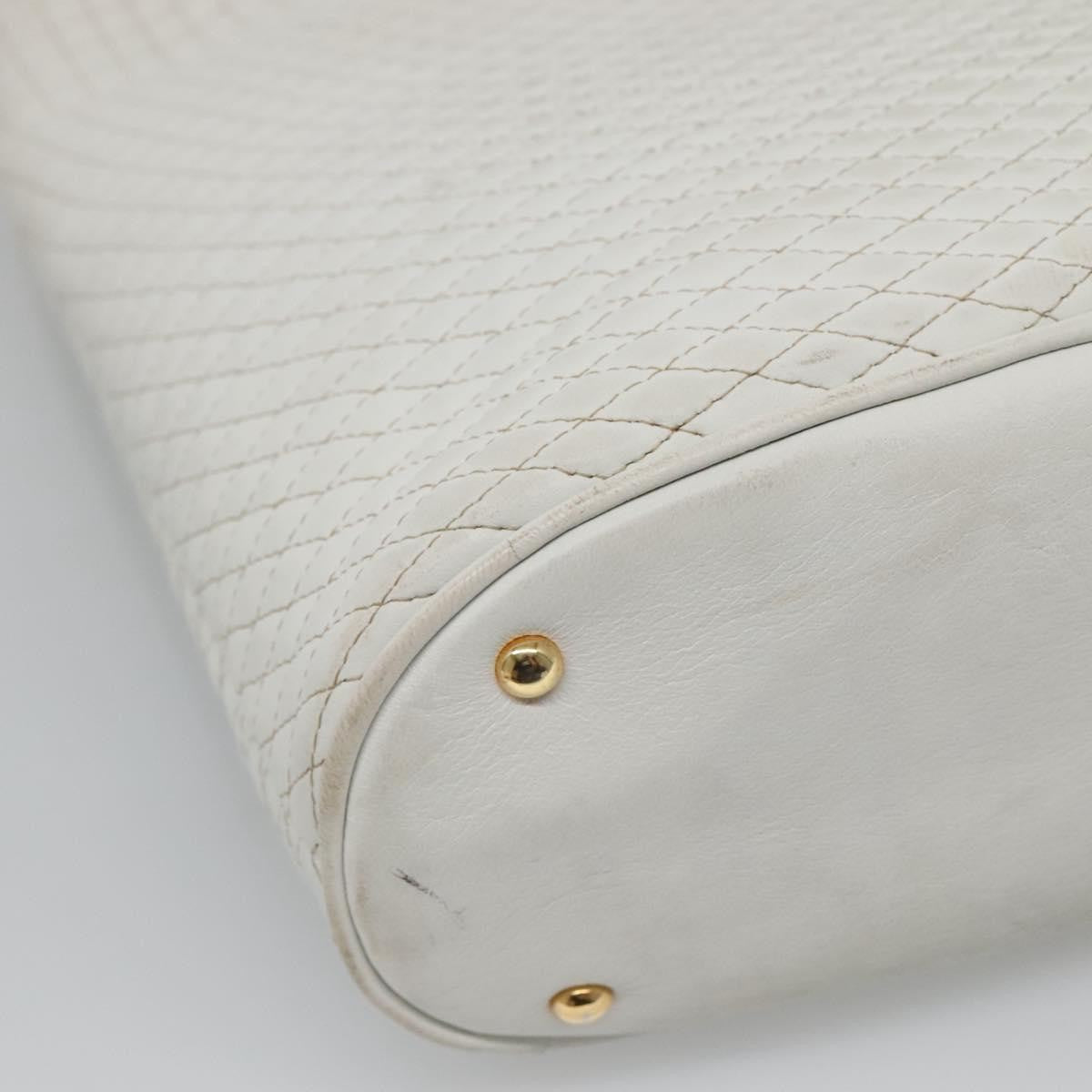 Bally Vintage Quilted Leather White Leather Shoulder Bag Bag (Pre-Owned)