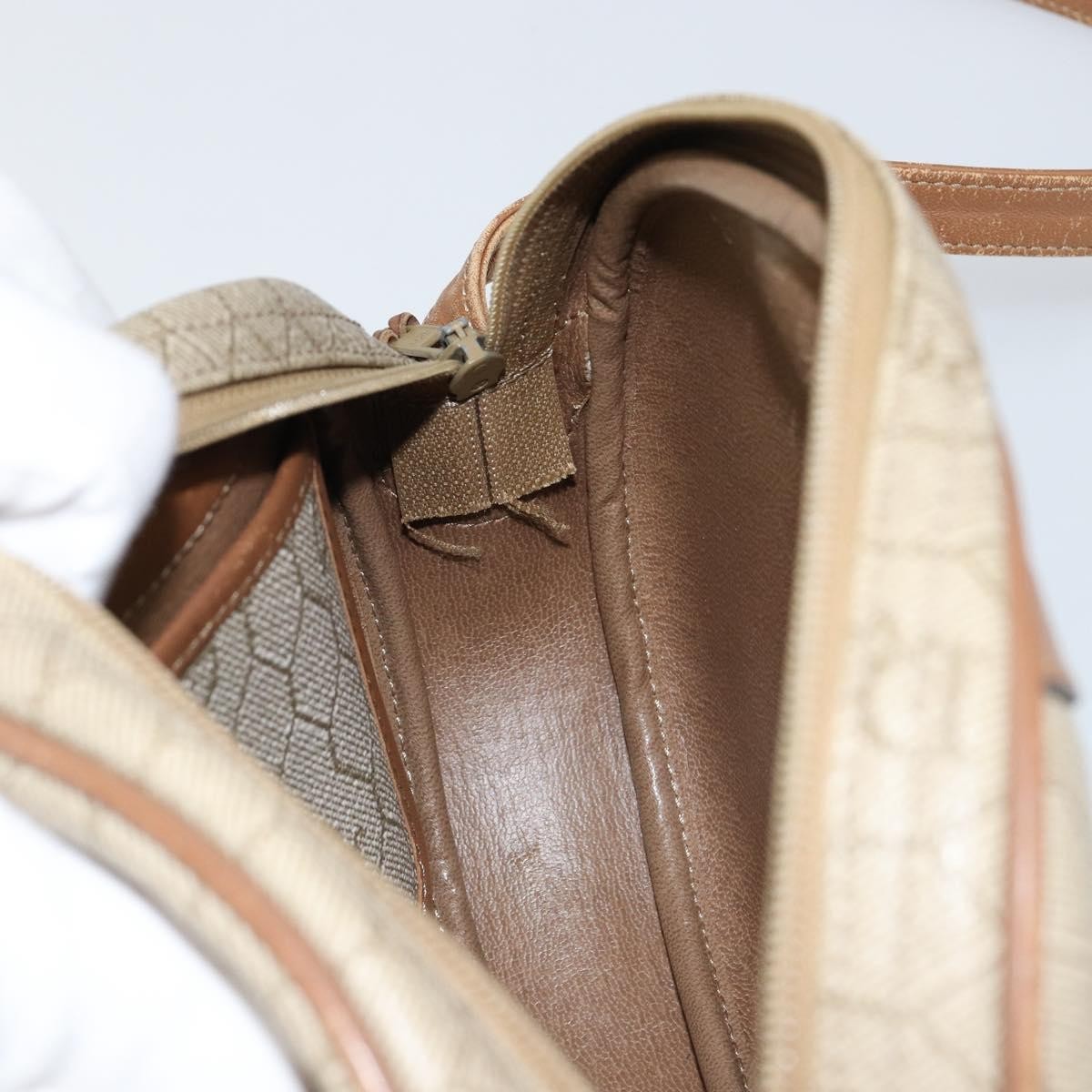 Christian Dior Vintage Honeycomb Canvas Beige Canvas Shoulder Bag Bag (Pre-Owned)