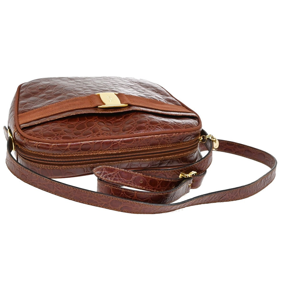 Salvatore Ferragamo Vala Leather Brown Leather Shoulder Bag Bag (Pre-Owned)
