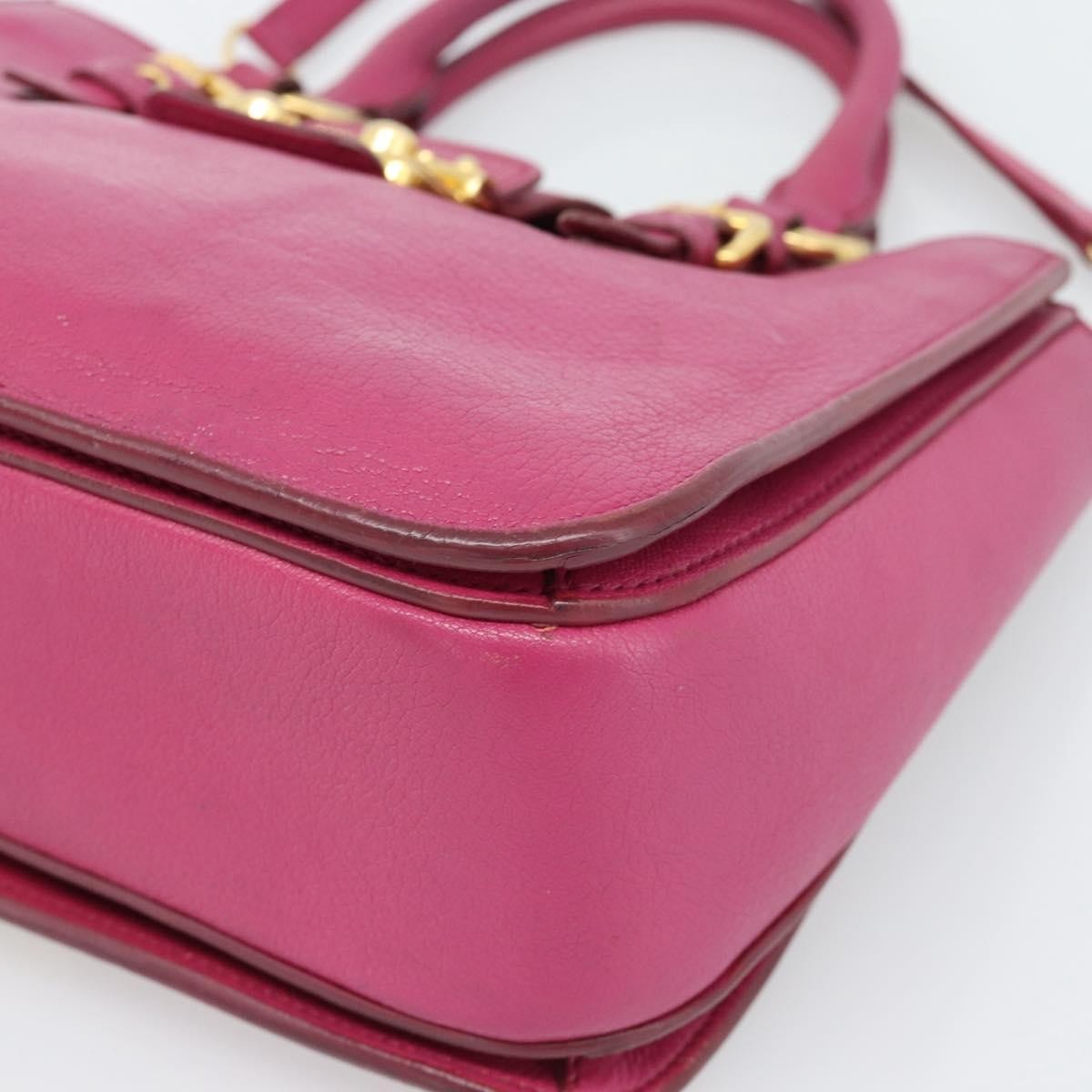 Miu Miu Madras Convertible Lock Leather Pink Leather Tote Bag Bag (Pre-Owned)