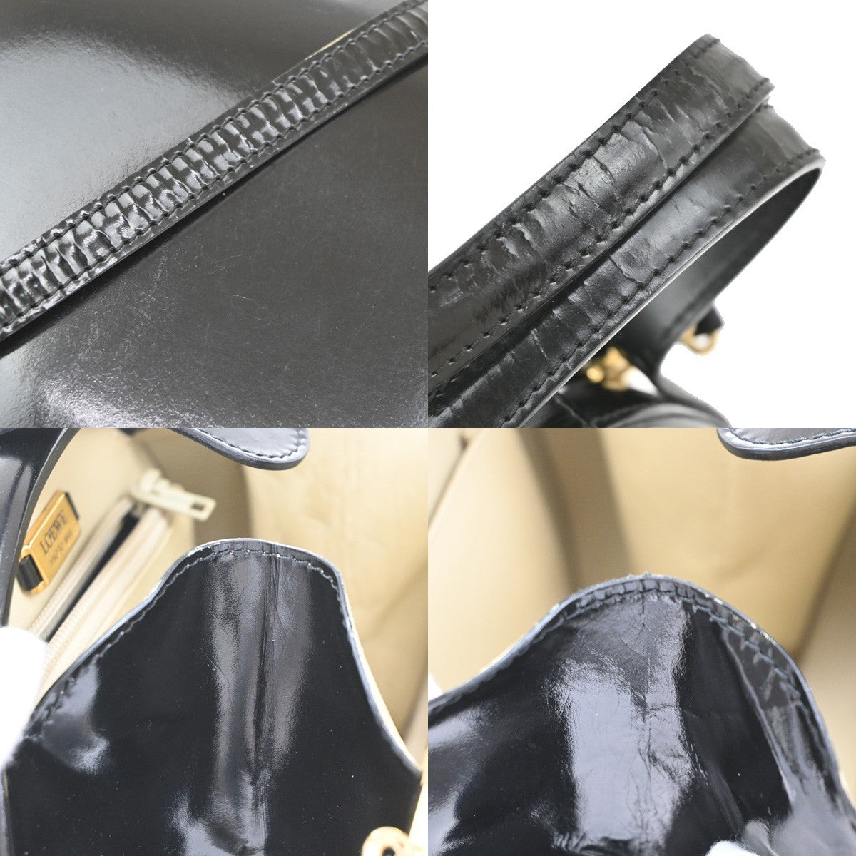 Loewe Anagram Leather Black Patent_Leather Tote Bag Bag (Pre-Owned)