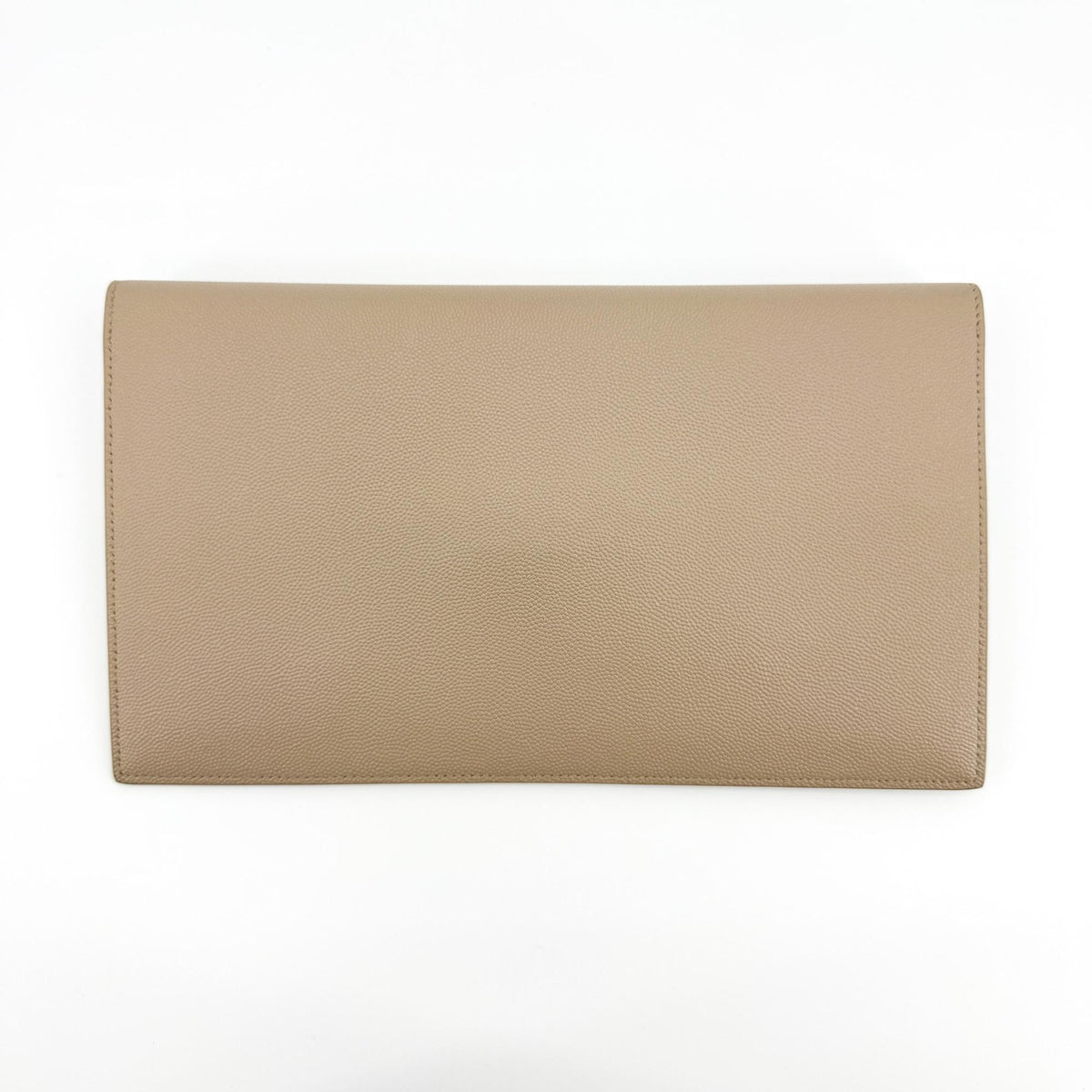 Saint Laurent Uptown Pouch Leather Beige Leather Clutche & Pouche Bag (Pre-Owned)