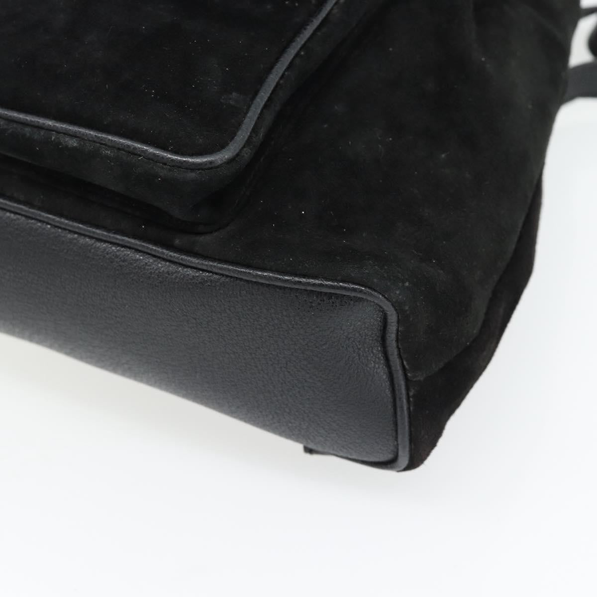 Gucci Vintage Bamboo Suede Black Suede Backpack Bag (Pre-Owned)